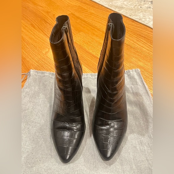 Aquatalia Black Croc-Embossed Ankle Boots - Picture 2 of 5